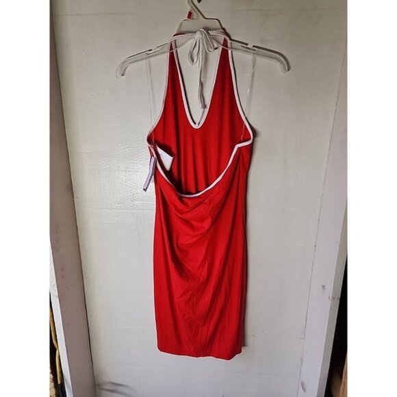 NWT Wild Fable Women's Red Ribbed Halter Neck Bodycon Mini Dress - Picture 3 of 6